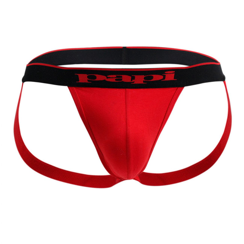 Papi 980911-950 3PK Coton Stretch Jockstrap Couleur rouge-gris-noir