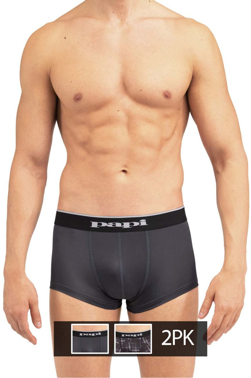 PAPI MPA005 2PK Brasileño Trunks color negro-gris