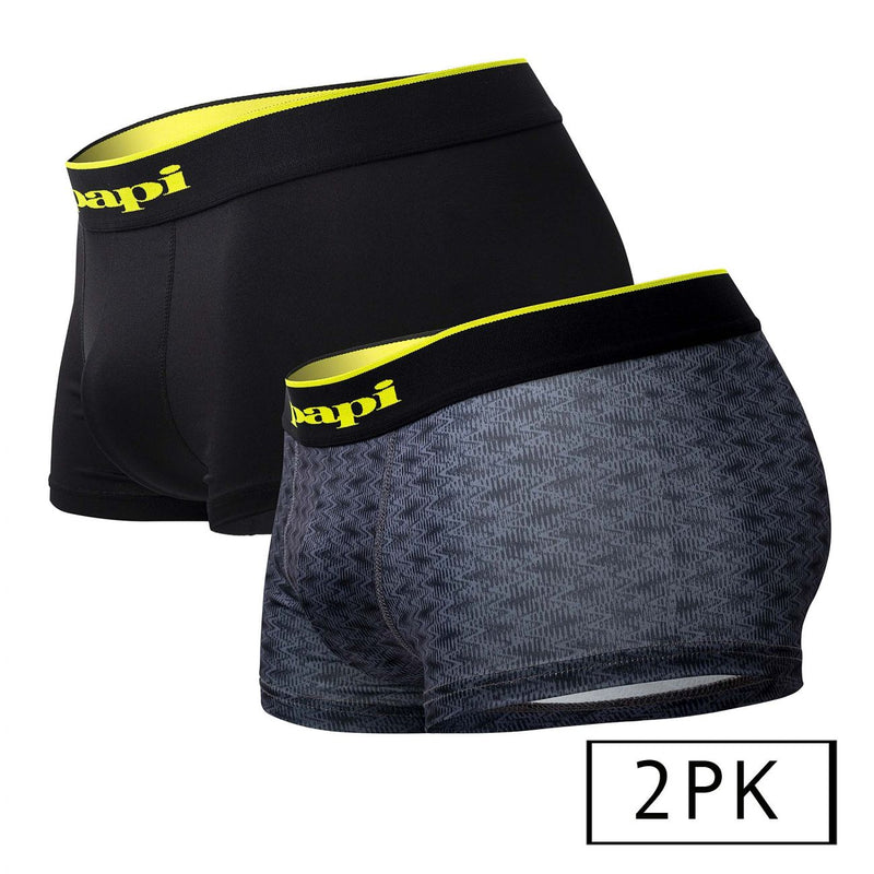 Papi UMPA048 2PK Microflex Brazilian Trunks Color Charcoal-Graphic