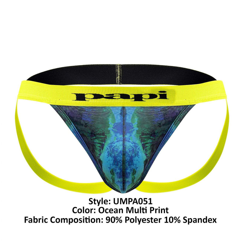 PAPI UMPA051 Fashion microflex brésilien jockstrap cool ocean multi-imprime