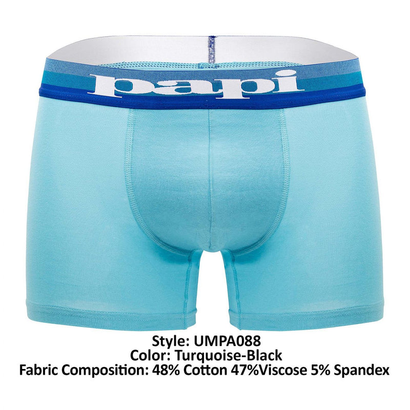 PAPI UMPA088 2PK Microflex Brésilien boxer Briefs Couleurs turquoise-noir