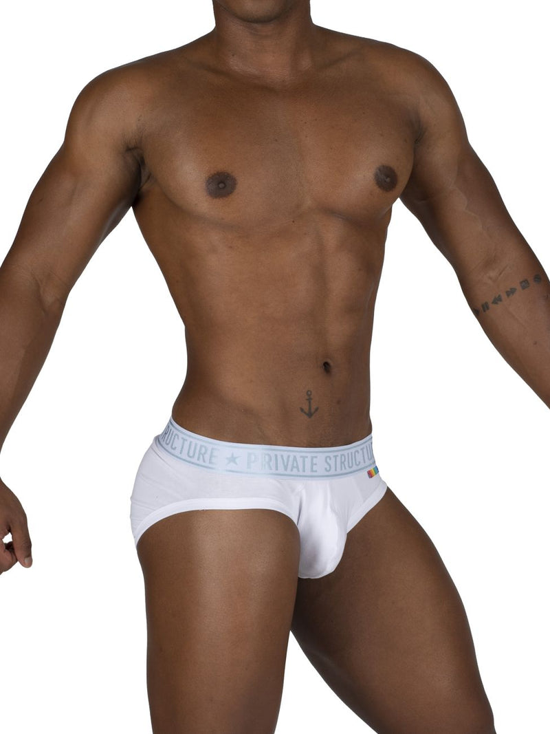 Structure privée Eput4385 Pride 2pk Mid Taist Mini Briefs Couleurs blanc-vert