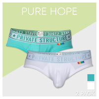 Structure privée Eput4385 Pride 2pk Mid Taist Mini Briefs Couleurs blanc-vert