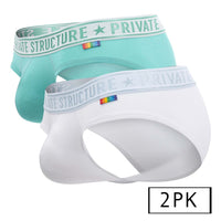 Structure privée Eput4385 Pride 2pk Mid Taist Mini Briefs Couleurs blanc-vert