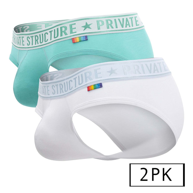 Structure privée Eput4385 Pride 2pk Mid Taist Mini Briefs Couleurs blanc-vert