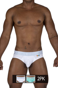 Private Structure EPUT4385 Pride 2PK Mid Waist Mini Briefs Color White-Green