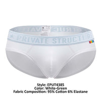 Structure privée Eput4385 Pride 2pk Mid Taist Mini Briefs Couleurs blanc-vert