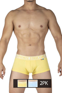 Private Structure EPUT4386 Pride 2PK Mid Waist Trunks Color Yellow-Blue