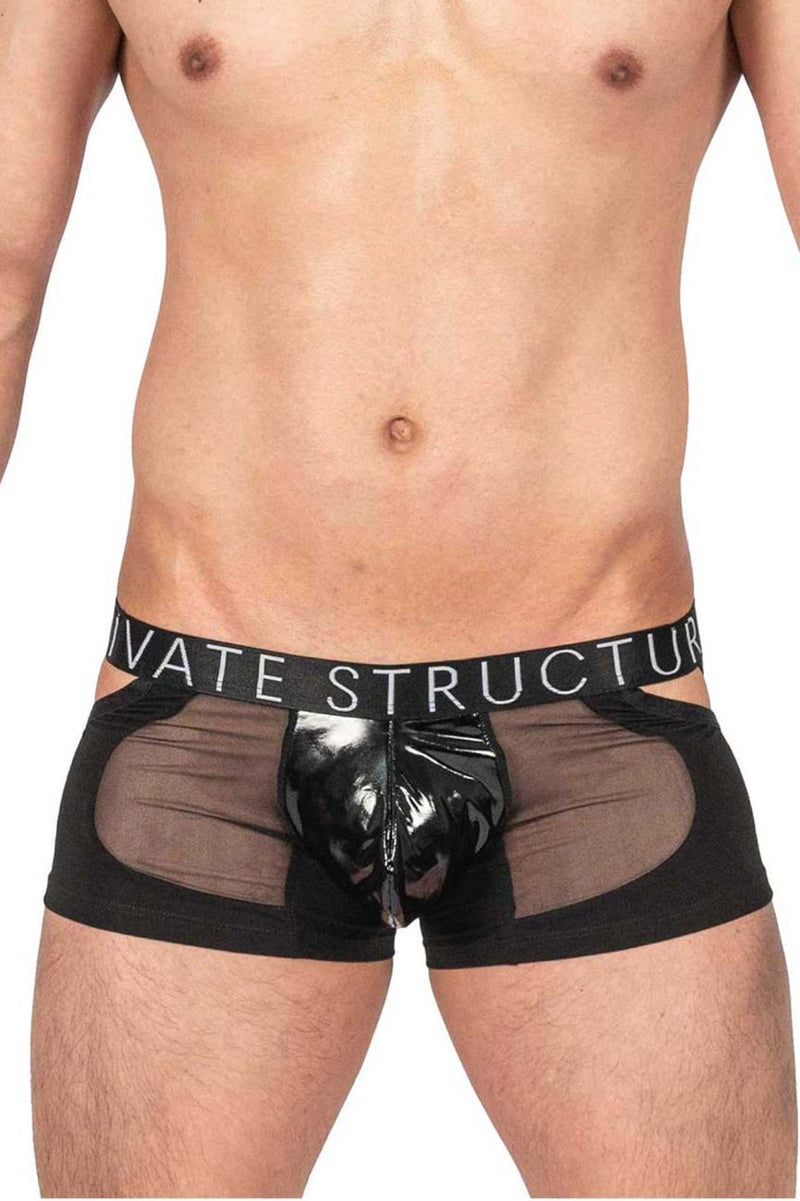 Structure privée LCUT4420 Alpha Low Taist Mesh Back Jockstrap Trunks Color noir