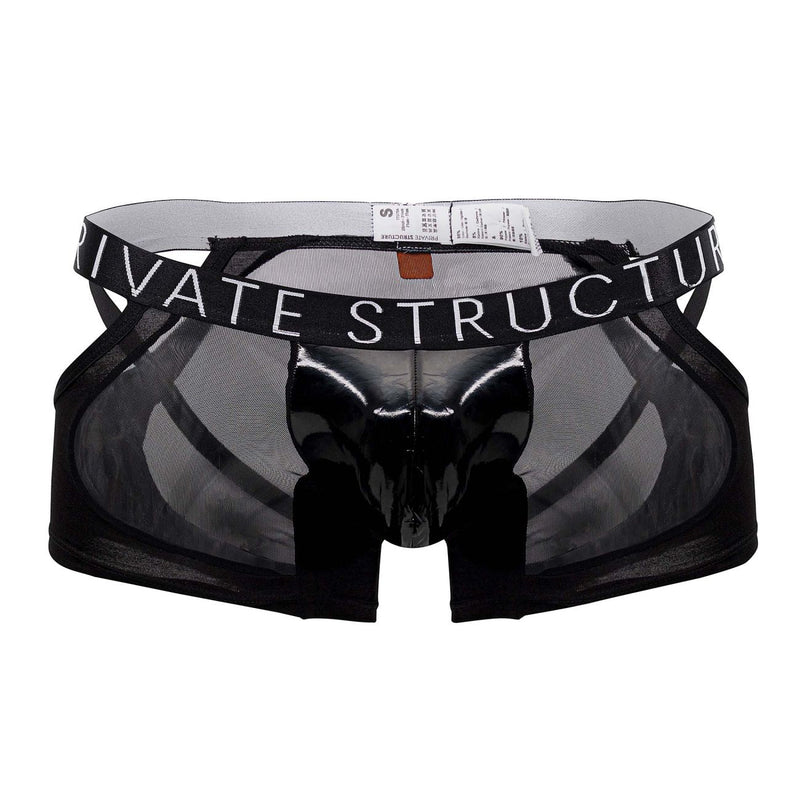 Structure privée LCUT4420 Alpha Low Taist Mesh Back Jockstrap Trunks Color noir