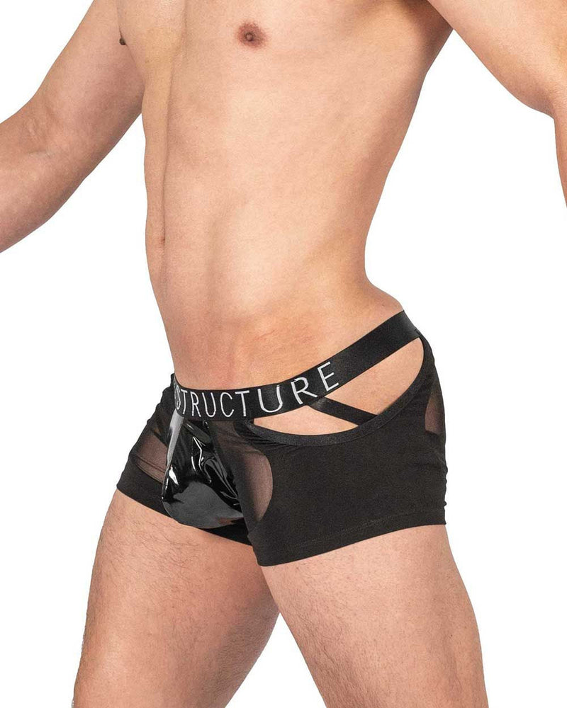 Structure privée LCUT4420 Alpha Low Taist Mesh Back Jockstrap Trunks Color noir