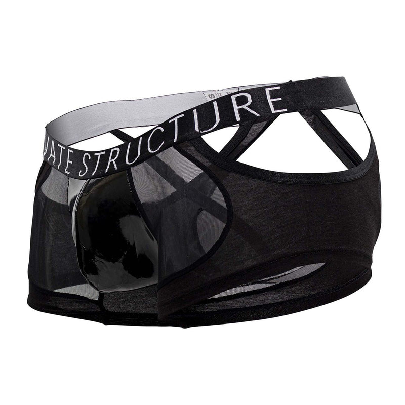 Structure privée LCUT4420 Alpha Low Taist Mesh Back Jockstrap Trunks Color noir