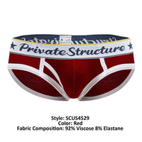 Private Structure SCUS4529 Classic Mid Waist Mini Briefs Color Red