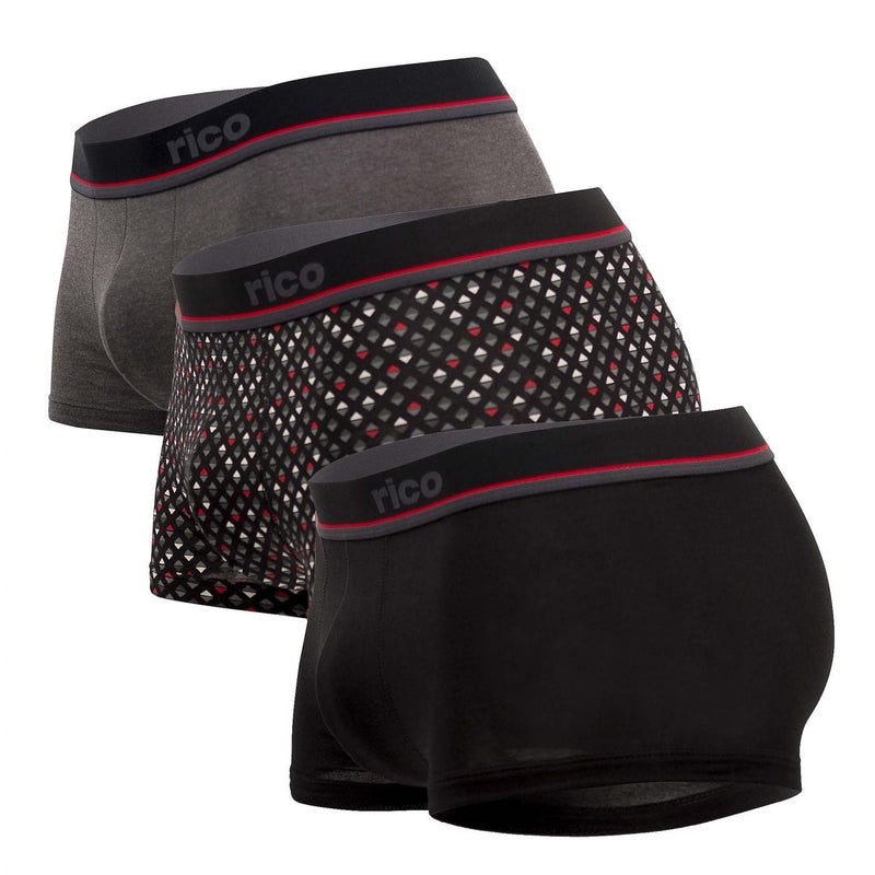 Rico 250108 3PK Brazilian Trunks Color Black-Gray