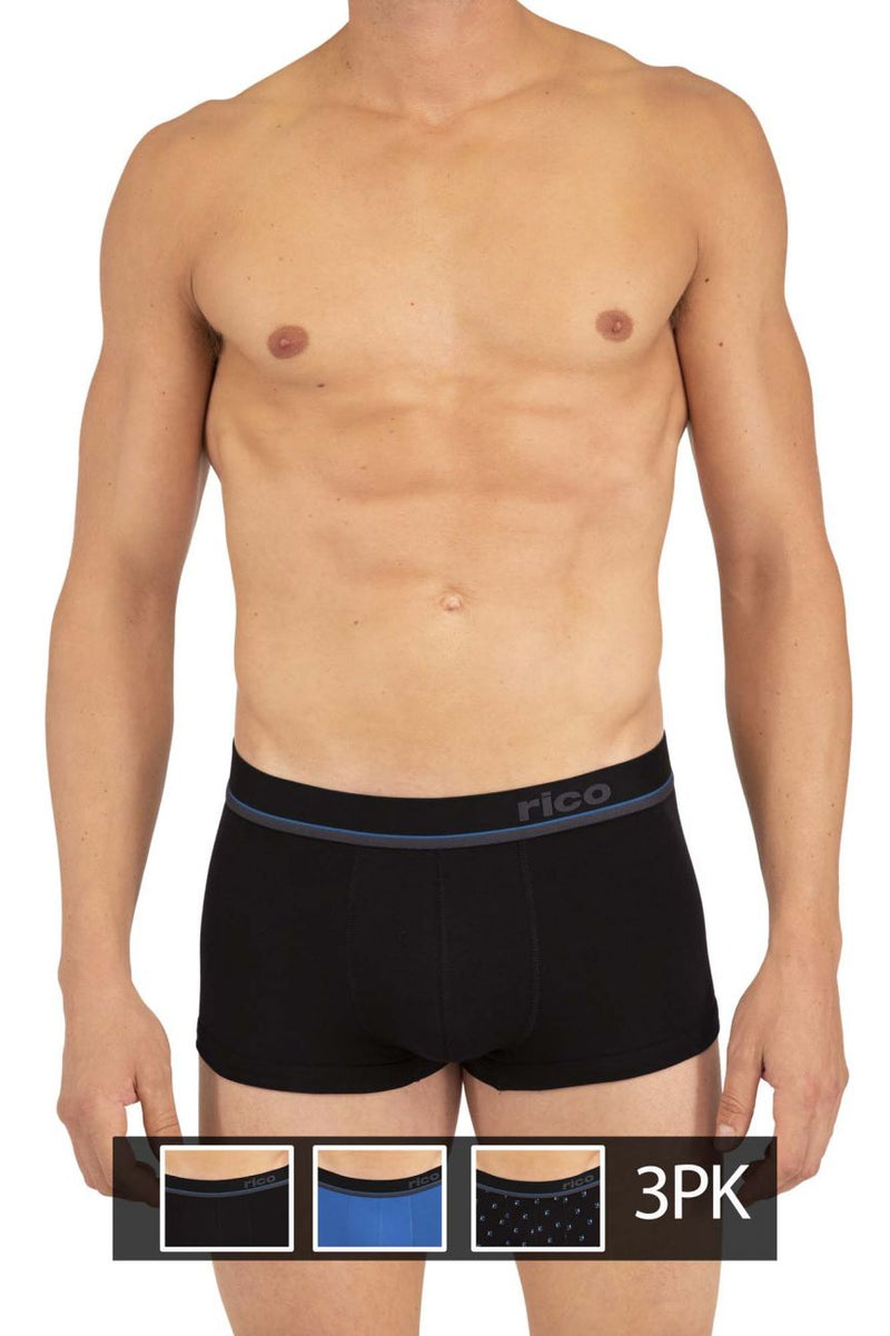 Rico 250109 3pk Trunks brasileño color negro azulado