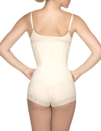 Vedette 136 Megane Open Bust Bodysuit w/ Lace Trim Color Nude