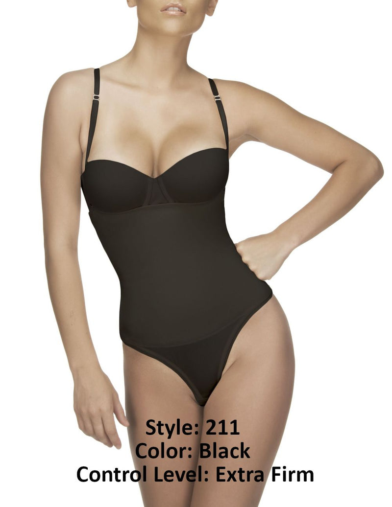 Vedette 211 Bodysuit sin tirantes Nadine en color tanga negro