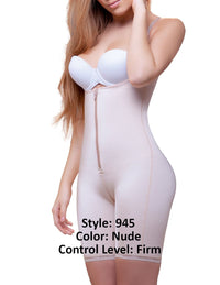 Vedette 945 Jiselle Mid Thigh Full Body w/ Front Zipper Color Nude