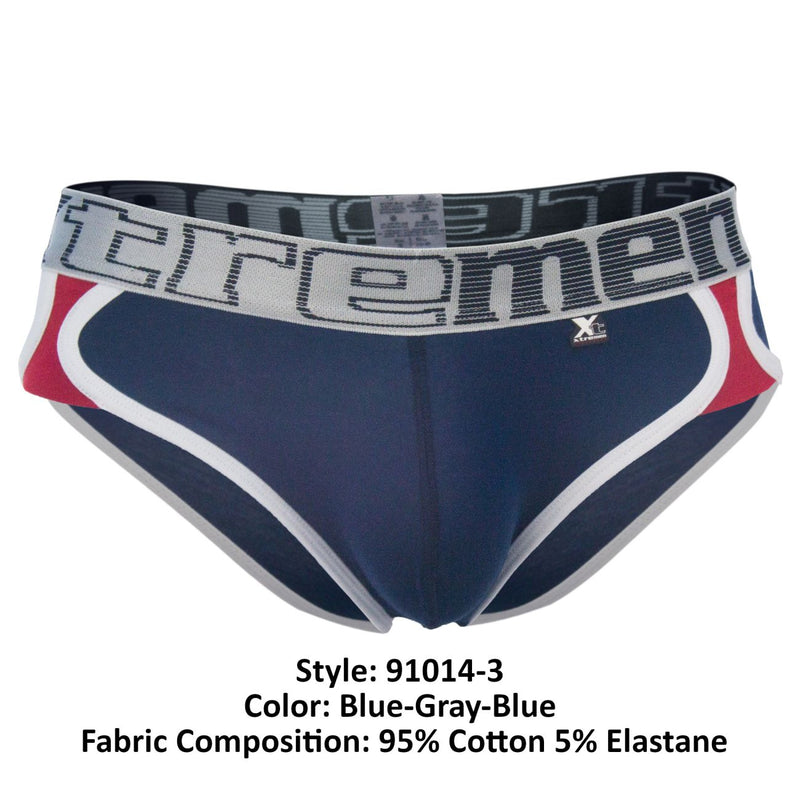 Xtremen 91014-3 3PK Briefs Couleurs bleu-gris-bleu