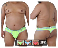 Xtremen 91031x-3 3pk tangas color verde-blanco-fucsia