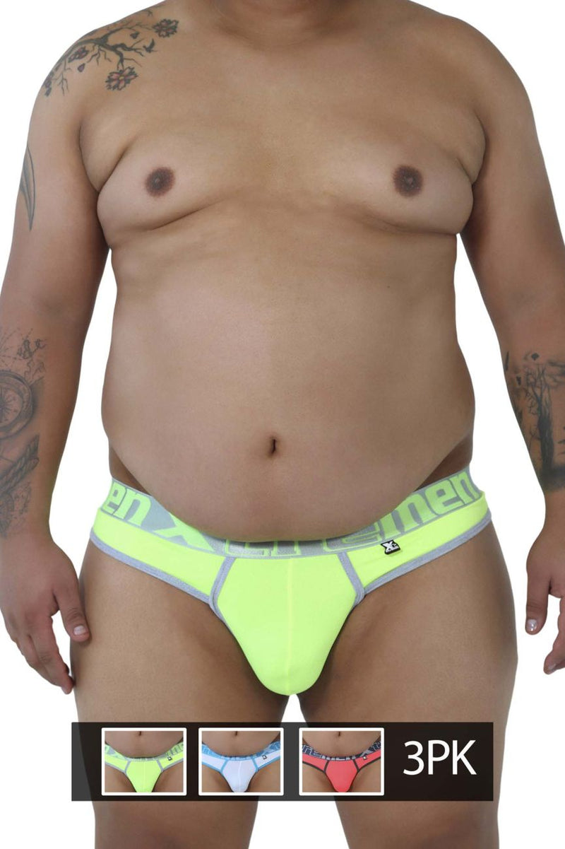 Xtremen 91031x-3 3pk tangas color verde-blanco-fucsia