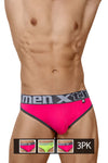 Xtremen 91053-3 3PK Briefs Color Fuchsia-Green-Fuchsia