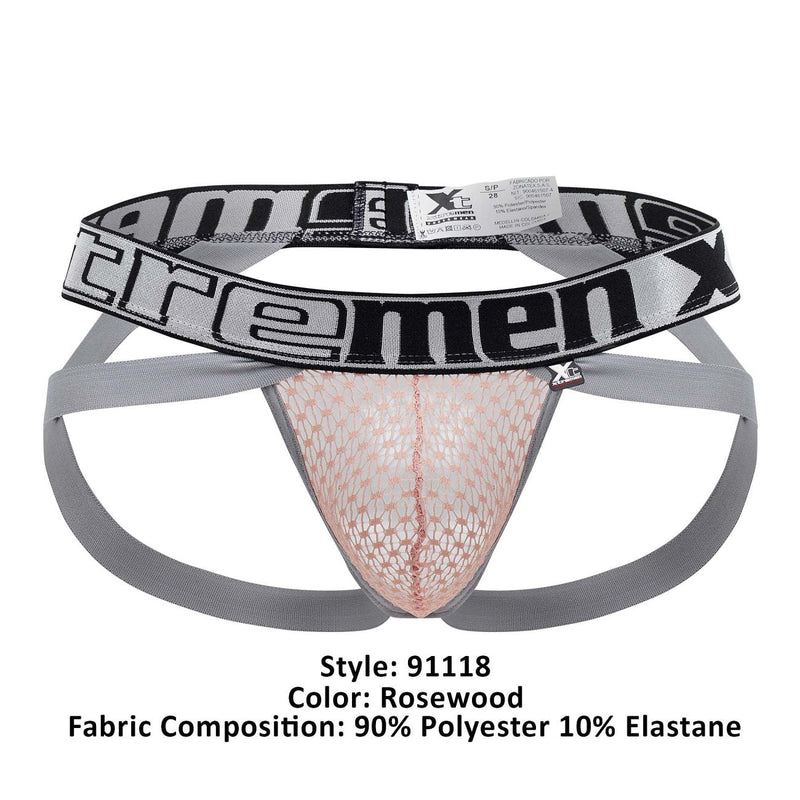 Xtremen 91118 en dentelle jockstrap couleurs rosewood