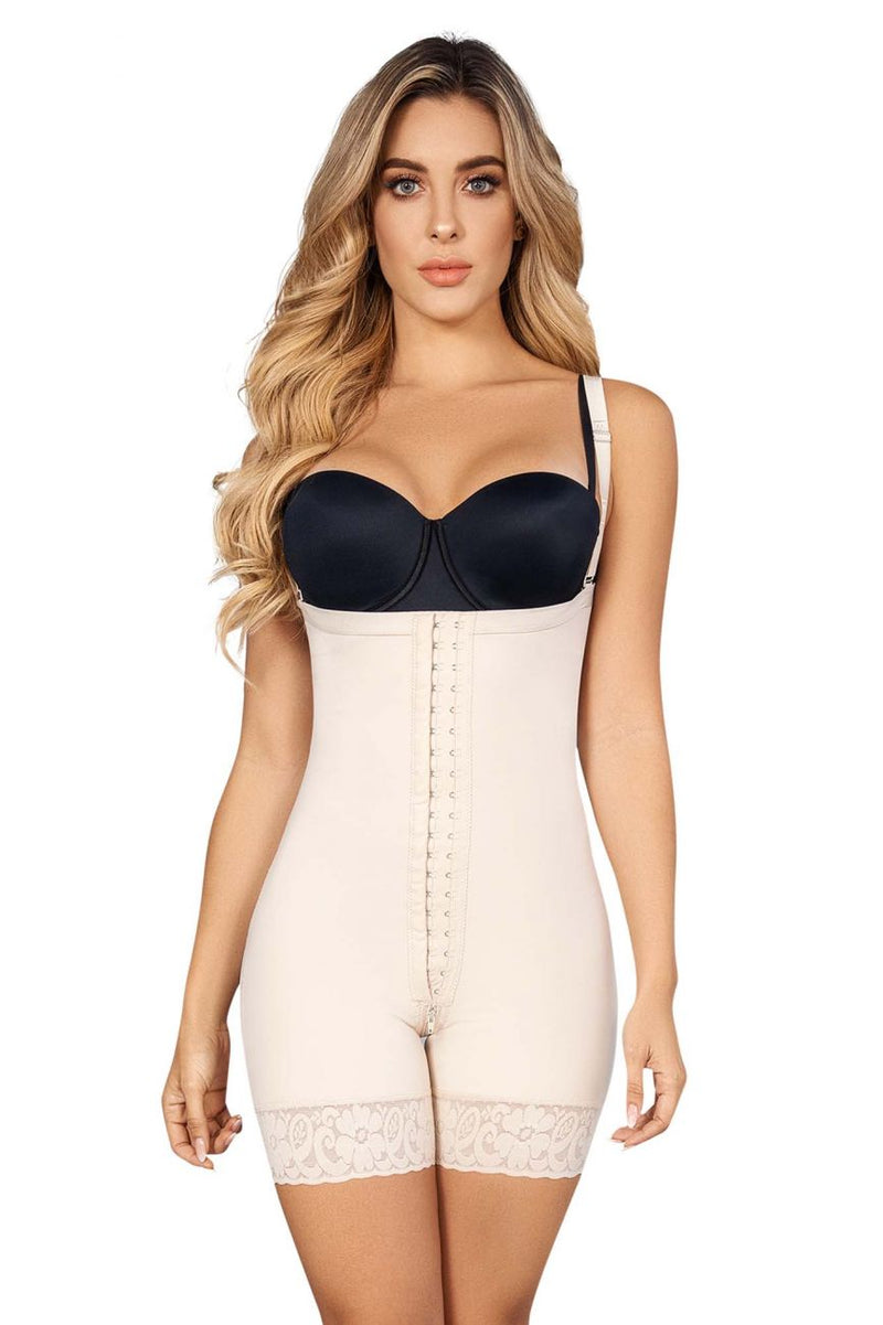 Moldeate 1048 Control Body Shaper Open Bust Mid Thigh Color Beige – D.U.A.