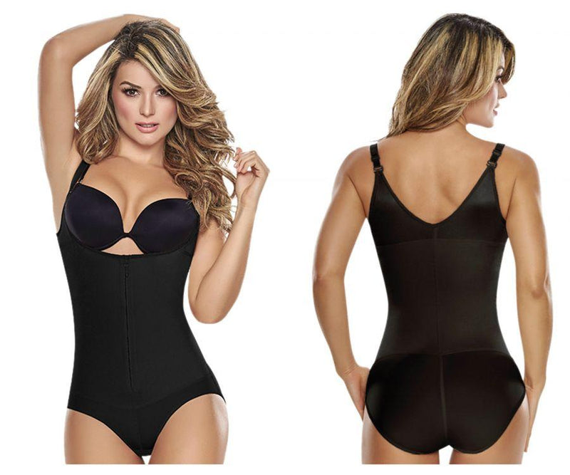 Open Bust Mid-Thigh Body Shaper with Hook & Eye Closure by TrueShapers®